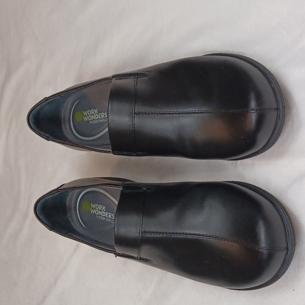 work wonders  dansko black leather nursing clogs slip resistant womens eu 39 8.5 - Picture 3 of 11